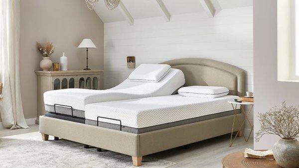 Adjustable bed frame at an angle