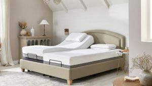 Adjustable bed frame at an angle